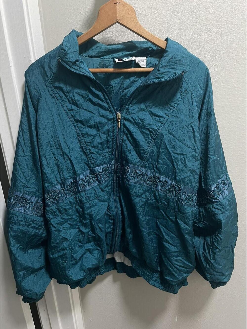 Vintage 90s Bold Spirit Green Windbreaker Jacket Womens XL
